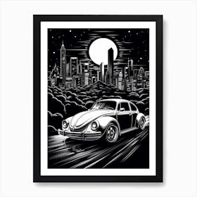 Volkswagen Beetle City Illustration 2 Art Print