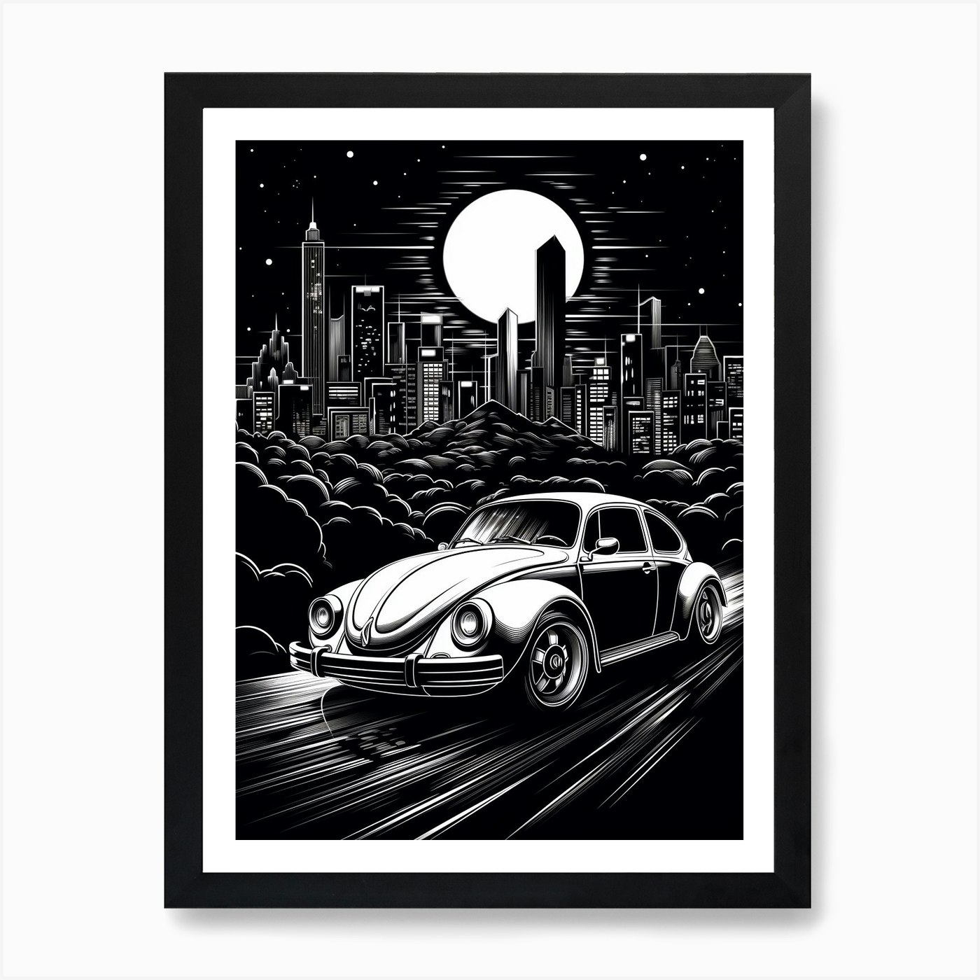 Volkswagen Beetle City Illustration 2 Art Print by RetroRides Gallery - Fy volkswagen-beetle-city-illustration-2-art-print-by-retrorides-gallery-fy