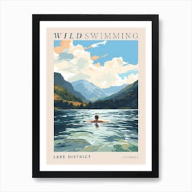 Wild Swimming At Lake District Cumbria Poster Art Print