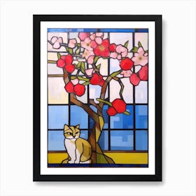 Apple With A Cat 3 De Stijl Style Mondrian Art Print