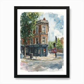 Hackney London Borough   Street Watercolour 3 Art Print