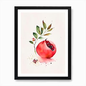 Pomegranate Herb Minimalist Watercolour 1 Art Print