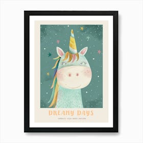 Rainbow Pastel Unicorn Storybook Style 3 Poster Art Print