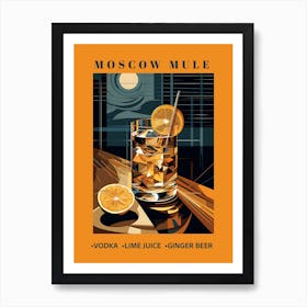 Moscow Mule, Modern Minimalist Cocktail Art Print Art Print