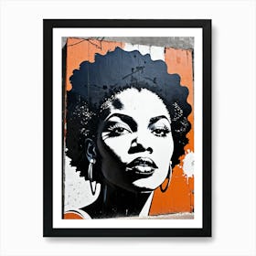 Vintage Graffiti Mural Of Beautiful Black Woman 100 Art Print