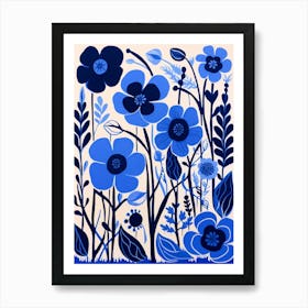 Blue Flower Illustration Flax Flower 2 Art Print
