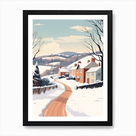 Vintage Winter Travel Illustration Cornwall United Kingdom 1 Art Print