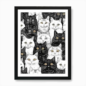 Perfectly Repeatable Artwork With Cute Cat Faces 49 Art Print