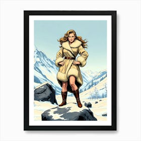 Confident Nordic Women Portrait Drawing Art Print