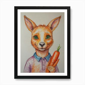 Fox With Carrot Art Print