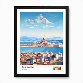 Marseille, France, Geometric Illustration 5 Poster Art Print