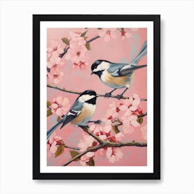 Vintage Japanese Inspired Bird Print Carolina Chickadee 2 Art Print