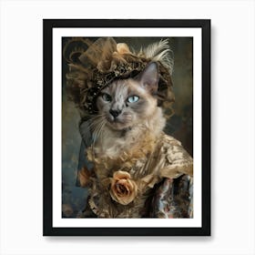 Royal Rococo Siamese Cat Art Print