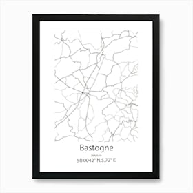 Bastogne,Belgium Minimalist Map Art Print