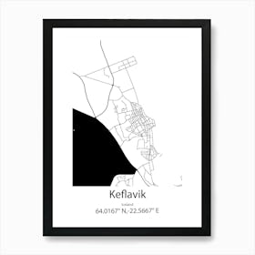 Keflavik,Iceland Minimalist Map Art Print