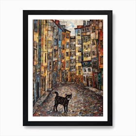 Painting Of Berlin With A Cat In The Style Of Gustav Klimt 2 Art Print