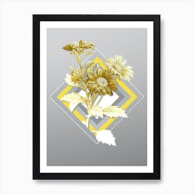 Botanical Red Aster Flowers in Yellow and Gray Gradient n.210 Art Print