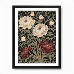 Peonies William Morris Style 6 Art Print