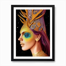 All That Glitters   Cosmic Goddess Portrait Art Print