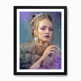 Beautiful Girl In A Fur Coat Art Print