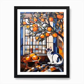 Magnolia With A Cat 4 Cubism Picasso Style Art Print