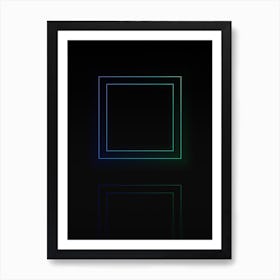 Neon Blue and Green Abstract Geometric Glyph on Black n.0243 Art Print
