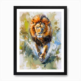 African Lion Symbolic Imagery Acrylic Painting 1 Art Print