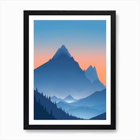Misty Mountains Vertical Composition In Blue Tone 40 Art Print