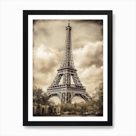 Eiffel Tower Paris Pencil Drawing Sketch 3 Art Print