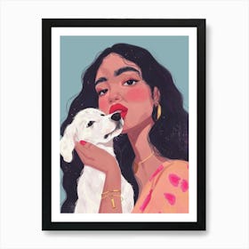 Girl With Dog 2 Art Print