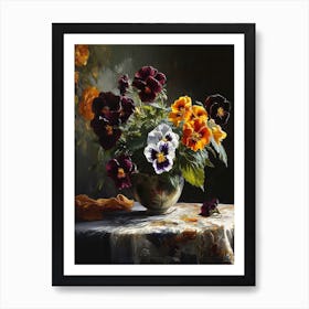 Baroque Floral Still Life Wild Pansy 3 Art Print