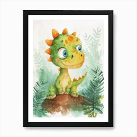 Cute Protoceratops Dinosaur Watercolour 3 Art Print