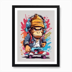 Gorilla Skateboarder Art Print