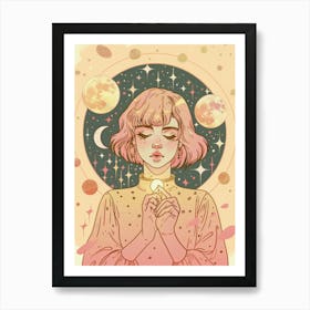 Moon And Stars women Art Print