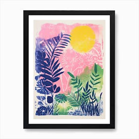 Colourful Botanical Risograph Style 11 Art Print