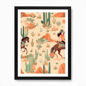 Cowgirl Pattern  3 Art Print