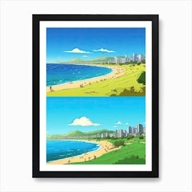 Copacabana Beach, Brazil, Flat Illustration 1 Art Print