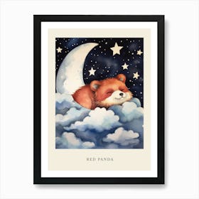 Baby Red Panda 2 Sleeping In The Clouds Nursery Poster Art Print
