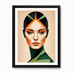 Geometric Woman Portrait Pop Art (38) Art Print