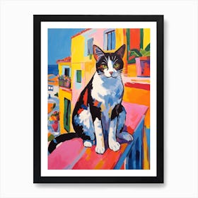 Painting Of A Cat In Ibiza Spain 2 Art Print