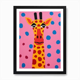 Pink Polka Dot Giraffe 3 Art Print