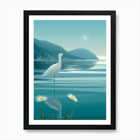 Egret On The Lake Art Print