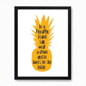 Be A Pineapple Orange Silhouette Art Print