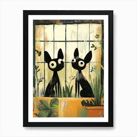 Cats In The Window Art Print