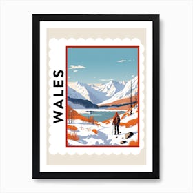 Retro Winter Stamp Poster Snowdonia United Kingdom 4 Art Print
