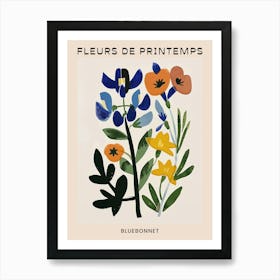 Spring Floral French Poster  Bluebonnet 1 Art Print