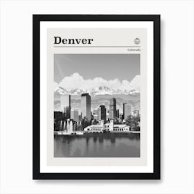 Denver Skyline Colorado Black And White Art Print