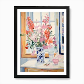 A Vase With Sweet Pea, Flower Bouquet 4 Art Print