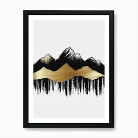 Gold And Black Mountains 4 Art Print