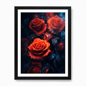 Red Roses Wallpaper Art Print